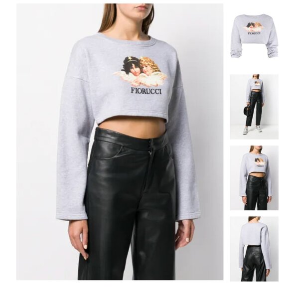 Fiorucci Vintage Angels cropped sweatshirt S in Grey - Picture 8 of 8
